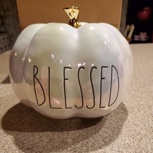 8 inch Rae Dunn White Luster Pumpkin